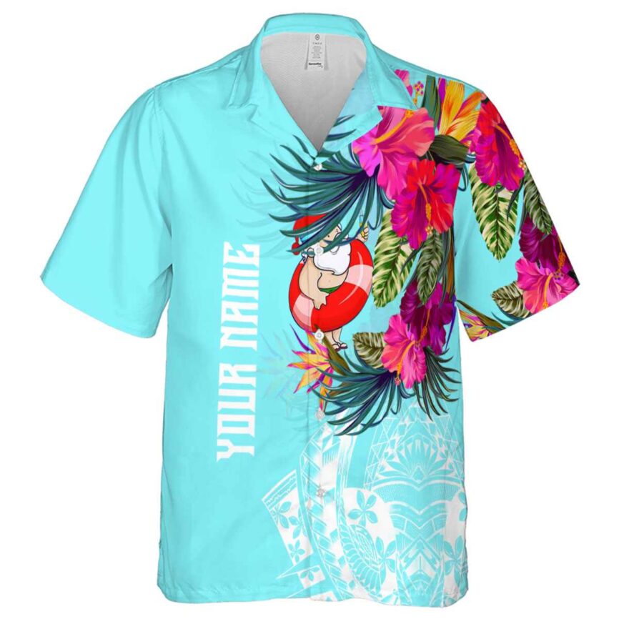 Custom Santa Polynesian Flowers Hawaiian Shirt Fashion forward