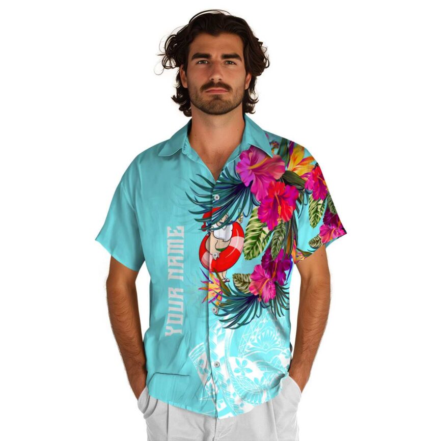 Custom Santa Polynesian Flowers Hawaiian Shirt New Arrival