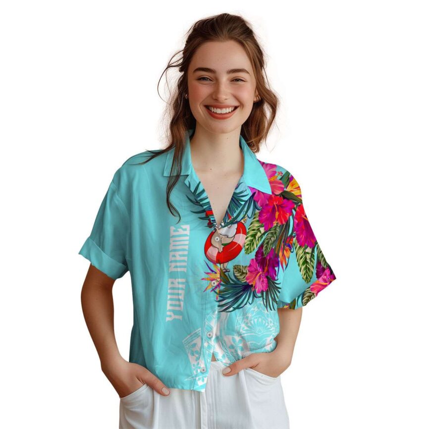 Custom Santa Polynesian Flowers Hawaiian Shirt Top rated