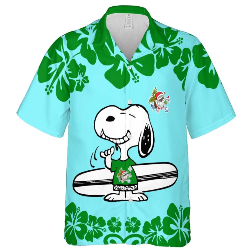 Custom Santa Surfing Snoopy Hawaiian Shirt Fashion forward