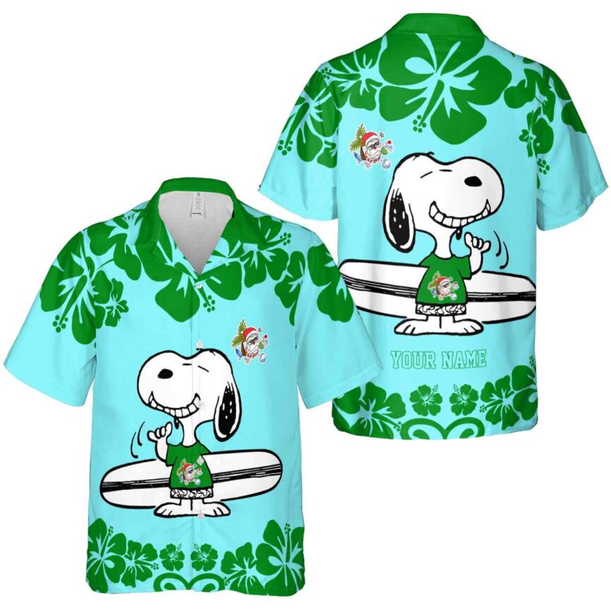 Custom Santa Surfing Snoopy Hawaiian Shirt Premium grade