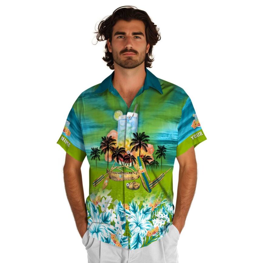 Custom Scotch And Soda Sunset Beach Canoe Hawaiian Shirt New Arrival