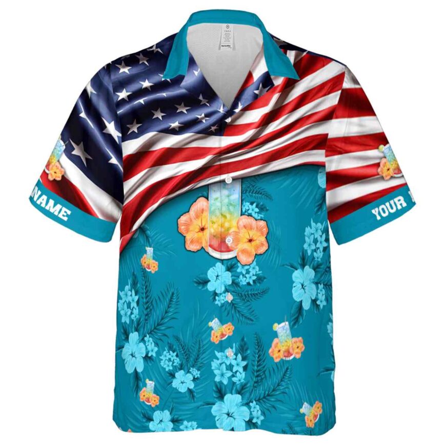 Custom Scotch And Soda US Flag Themed Hawaiian Shirt Fashion forward