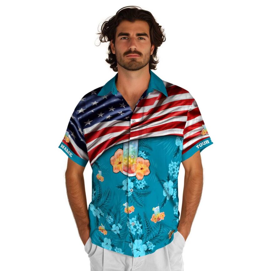 Custom Scotch And Soda US Flag Themed Hawaiian Shirt New Arrival