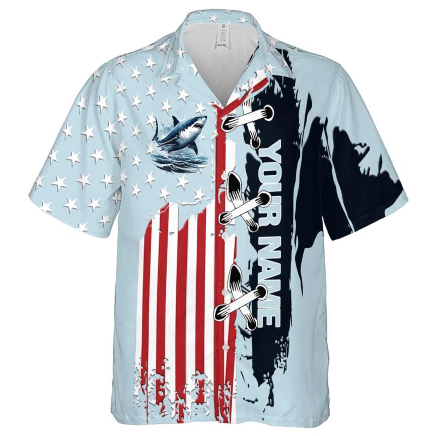 Custom Shark Flag Stitches Hawaiian Shirt Fashion forward