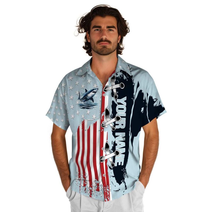 Custom Shark Flag Stitches Hawaiian Shirt New Arrival