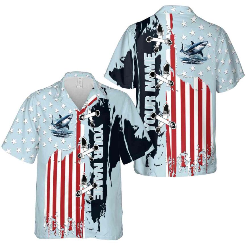 Custom Shark Flag Stitches Hawaiian Shirt Premium grade