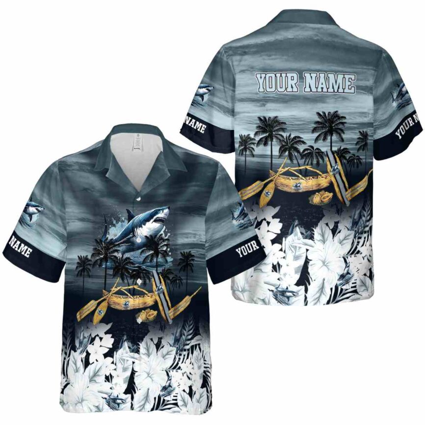 Custom Shark Sunset Beach Canoe Hawaiian Shirt Premium grade