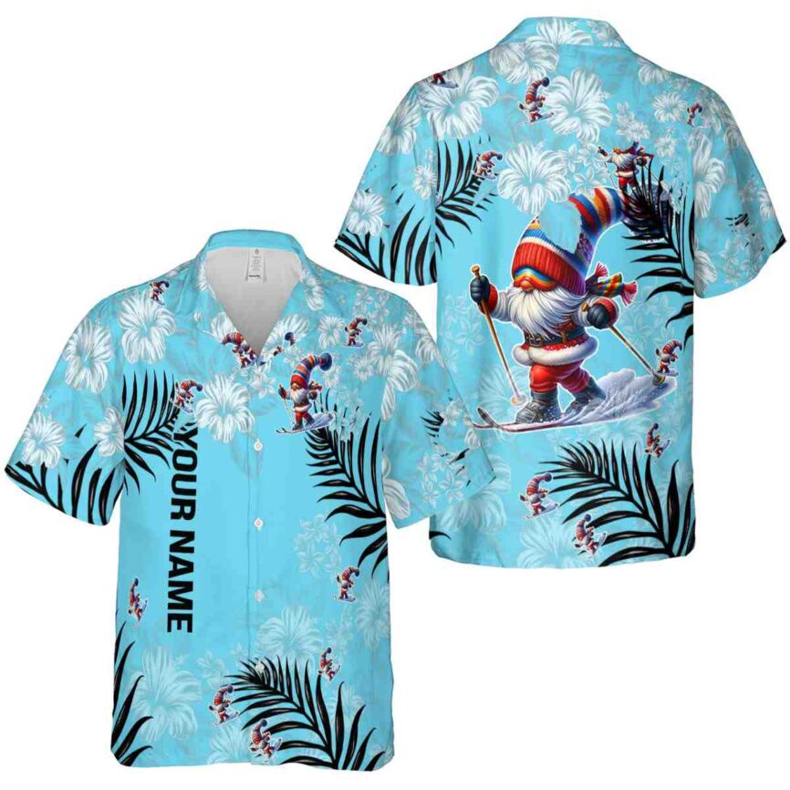 Custom Skiing Hibiscus Pattern Hawaiian Shirt Premium grade