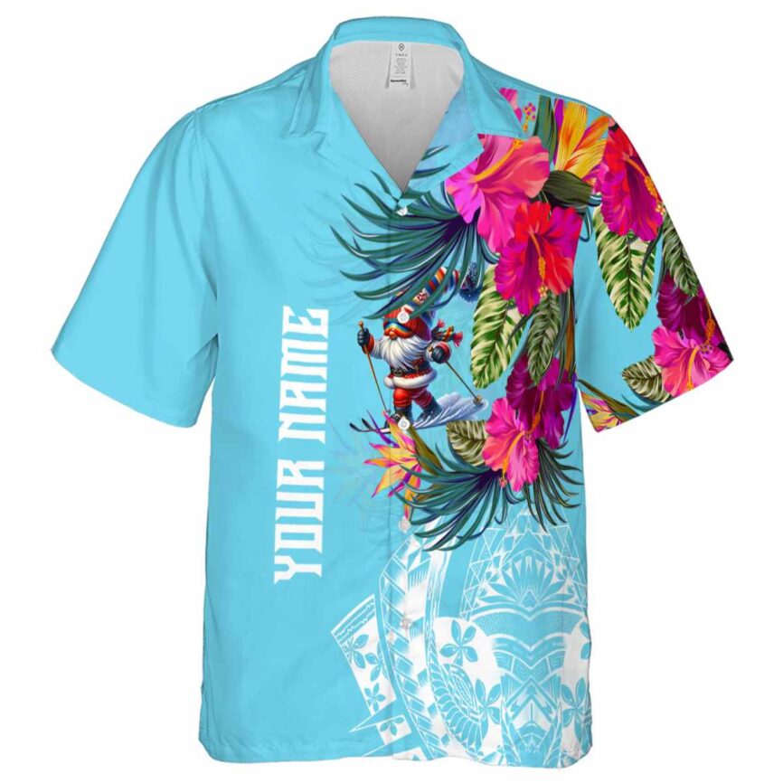 Custom Skiing Polynesian Flowers Hawaiian Shirt Fashion forward