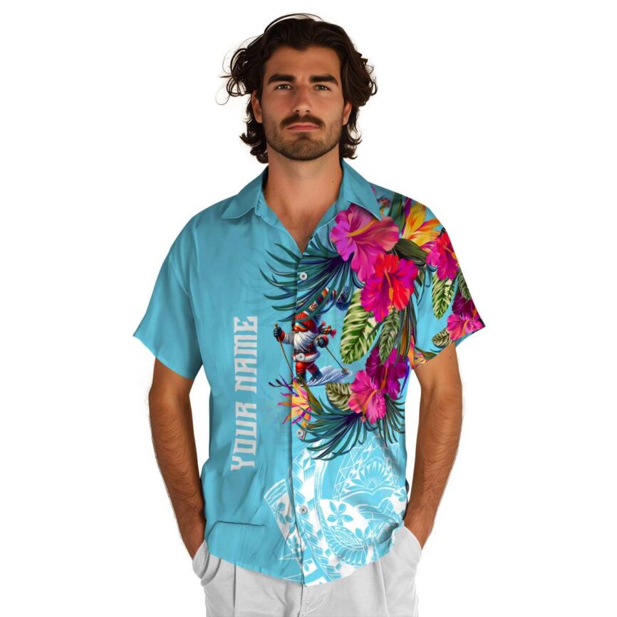 Custom Skiing Polynesian Flowers Hawaiian Shirt New Arrival