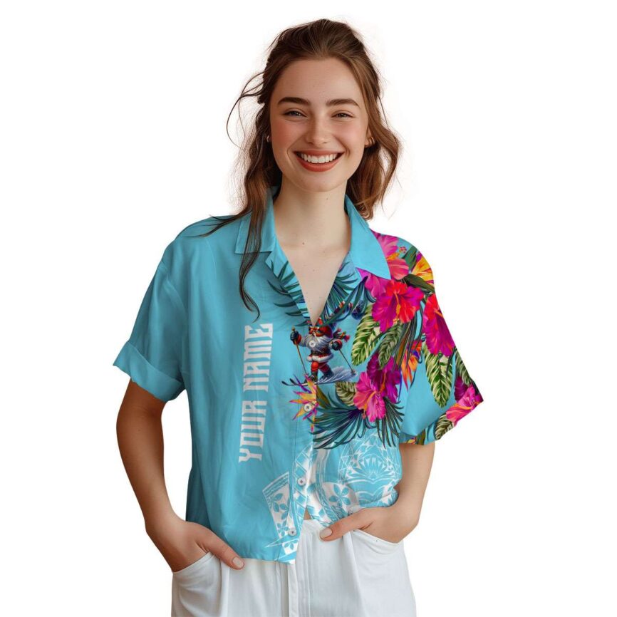 Custom Skiing Polynesian Flowers Hawaiian Shirt Top rated