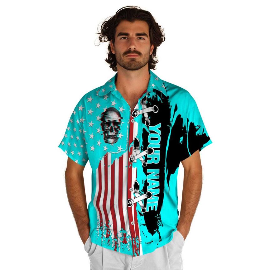 Custom Skull Flag Stitches Hawaiian Shirt New Arrival