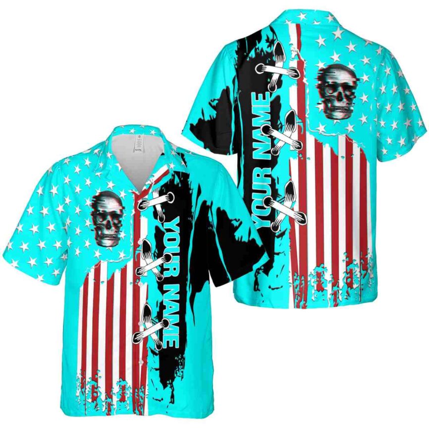 Custom Skull Flag Stitches Hawaiian Shirt Premium grade