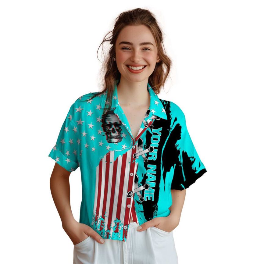 Custom Skull Flag Stitches Hawaiian Shirt Top rated