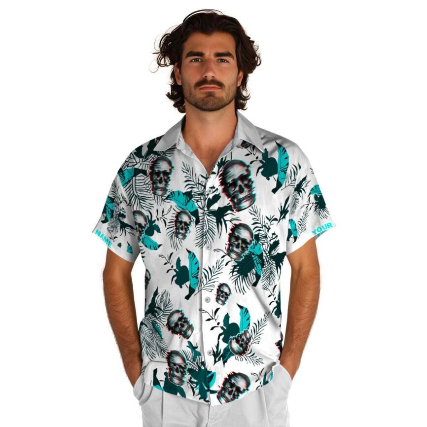 Custom Skull Leafy Accents Hawaiian Shirt New Arrival