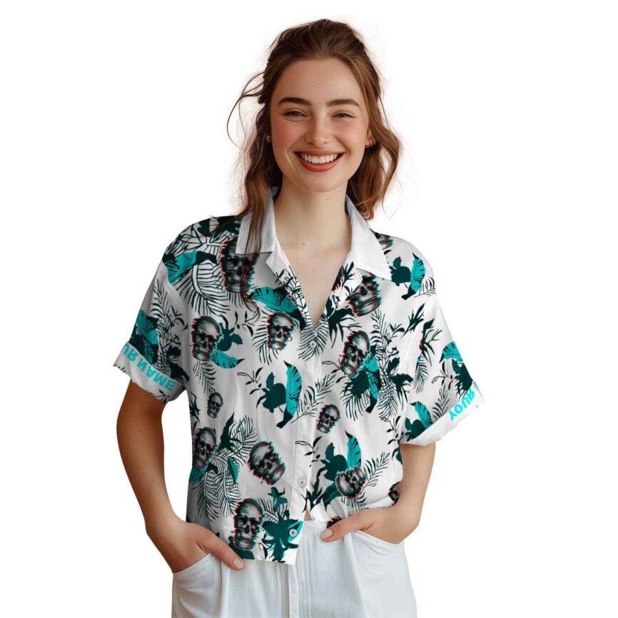 Custom Skull Leafy Accents Hawaiian Shirt Top rated