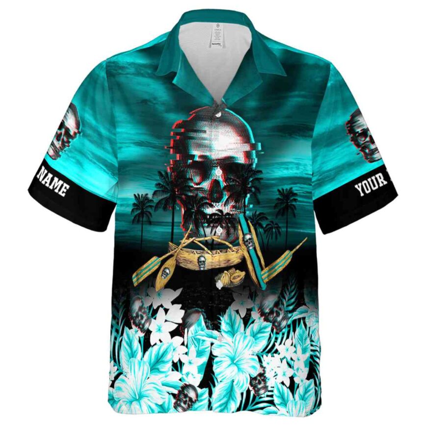 Custom Skull Sunset Beach Canoe Hawaiian Shirt Fashion forward