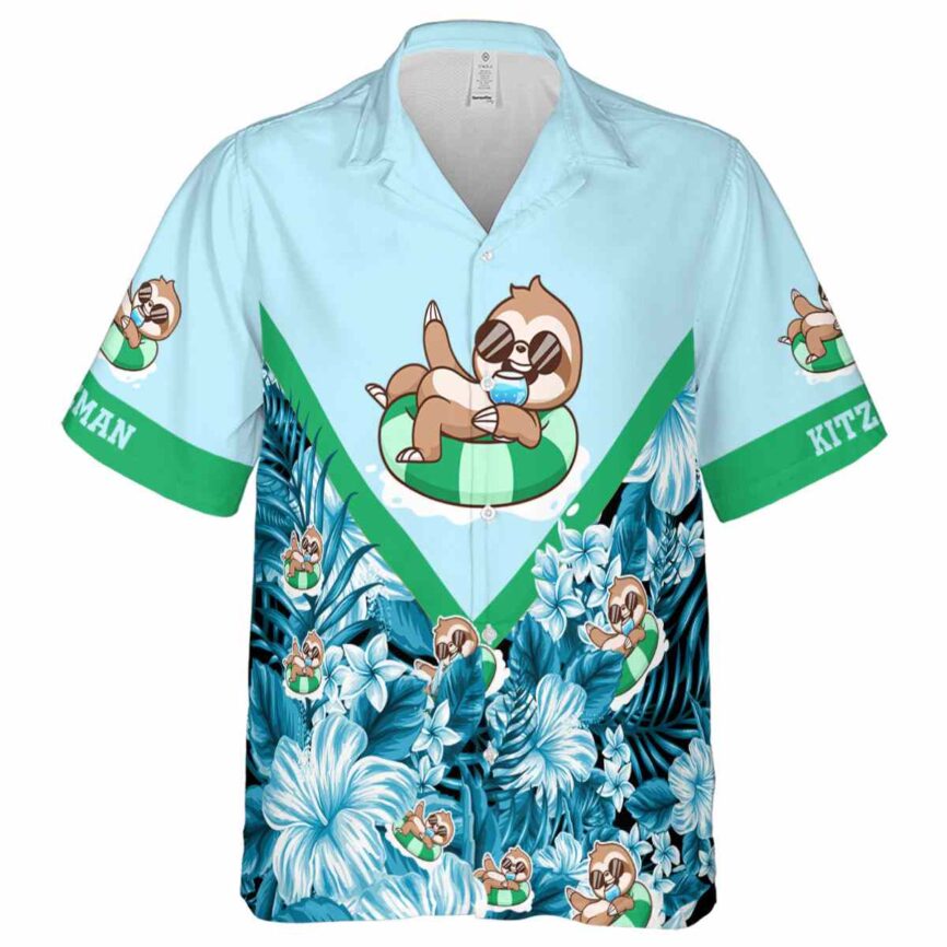 Custom Sloth Bold Floral Number Hawaiian Shirt Fashion forward