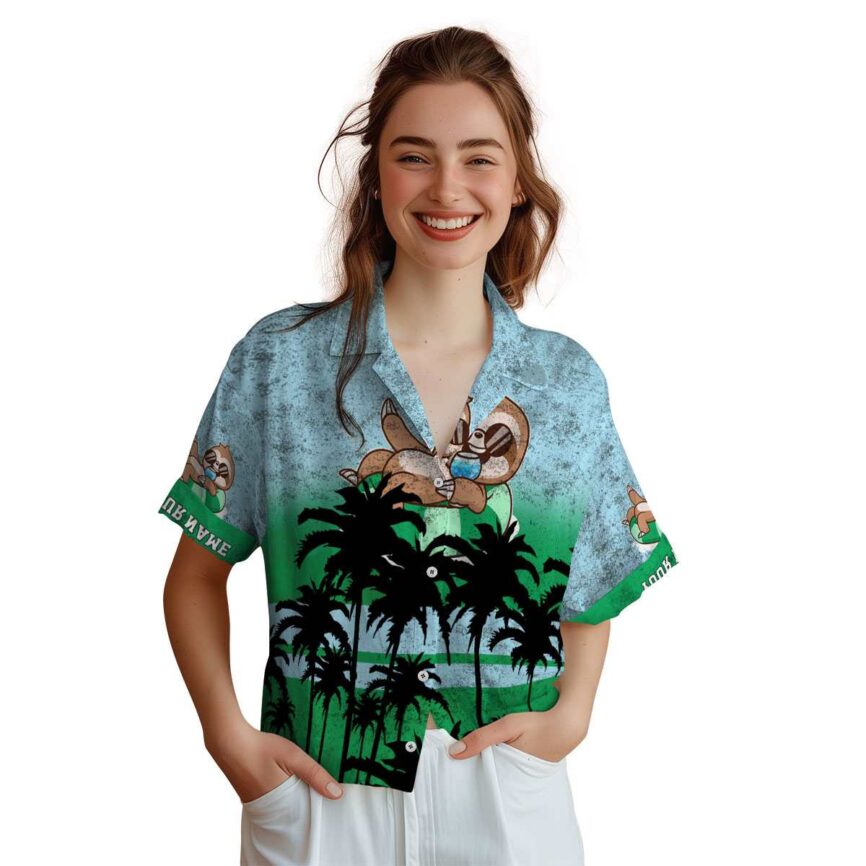 Custom Sloth Sunset Gradient Hawaiian Shirt Top rated