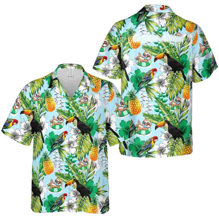 Custom Sloth Toucan Bird Hawaiian Shirt Premium grade