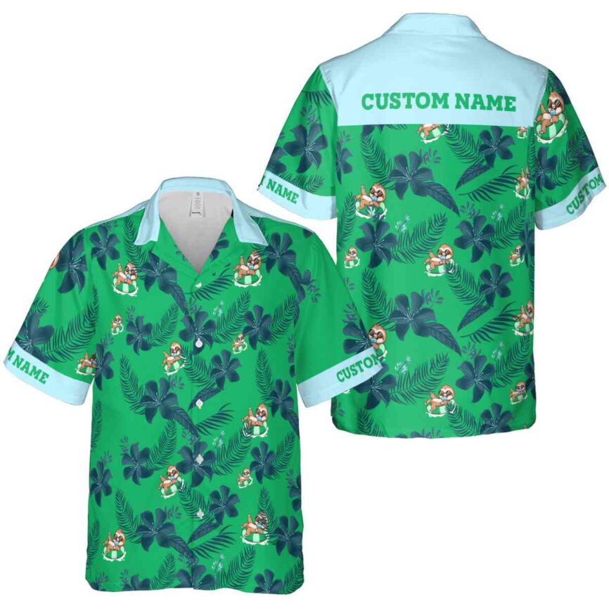 Custom Sloth Tropical Flower Hawaiian Shirt Premium grade