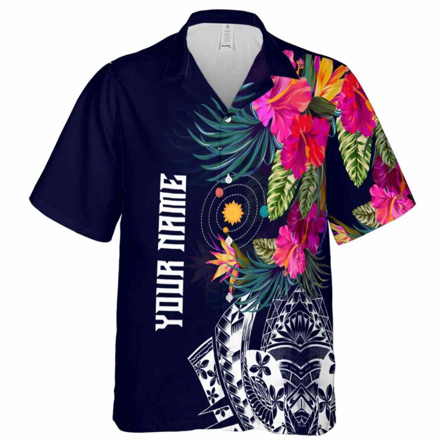 Custom Space Polynesian Flowers Hawaiian Shirt Fashion forward