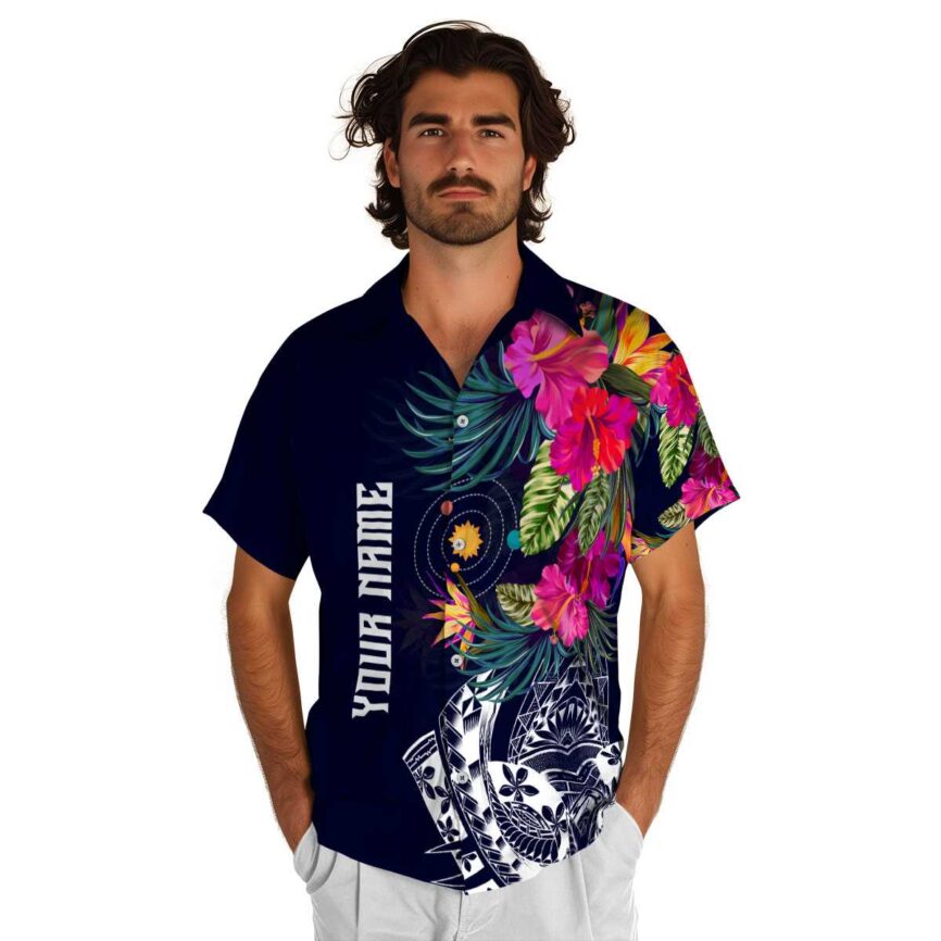 Custom Space Polynesian Flowers Hawaiian Shirt New Arrival