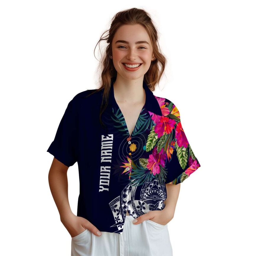 Custom Space Polynesian Flowers Hawaiian Shirt Top rated