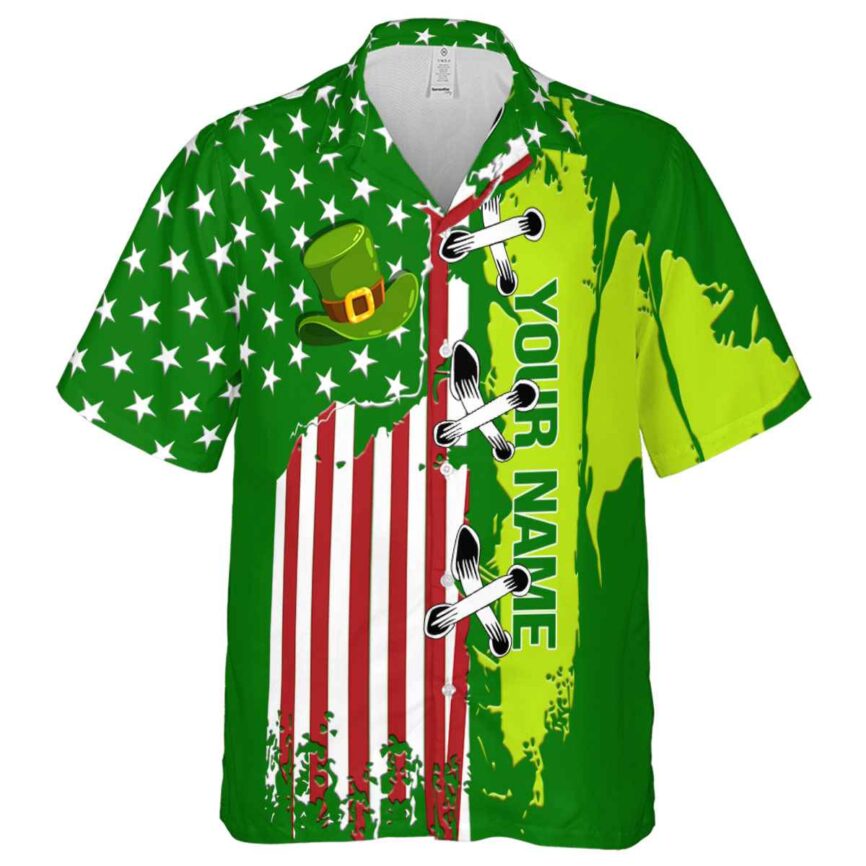 Custom St Patricks Day Flag Stitches Hawaiian Shirt Fashion forward