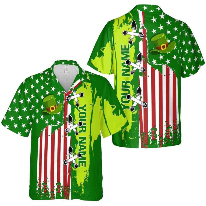 Custom St Patricks Day Flag Stitches Hawaiian Shirt Premium grade