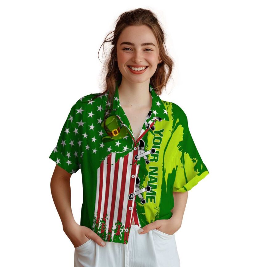 Custom St Patricks Day Flag Stitches Hawaiian Shirt Top rated