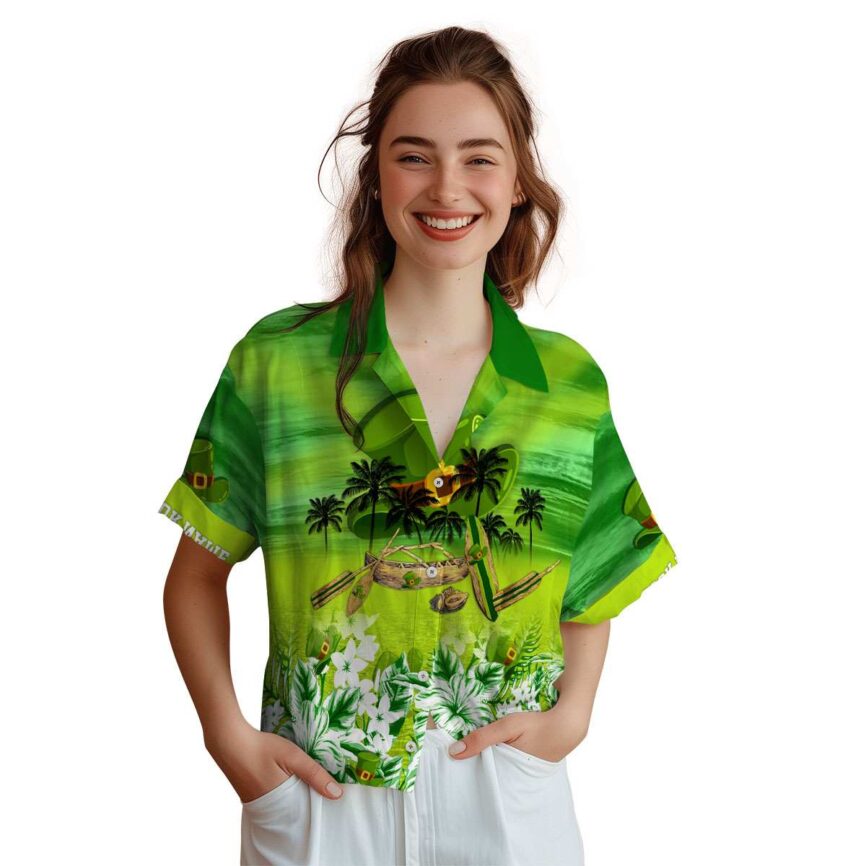 Custom St Patricks Day Sunset Beach Canoe Hawaiian Shirt Top rated