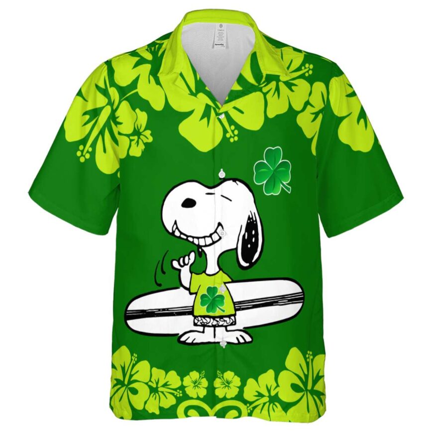 Custom St Patricks Day Surfing Snoopy Hawaiian Shirt Fashion forward