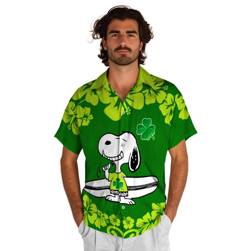 Custom St Patricks Day Surfing Snoopy Hawaiian Shirt New Arrival