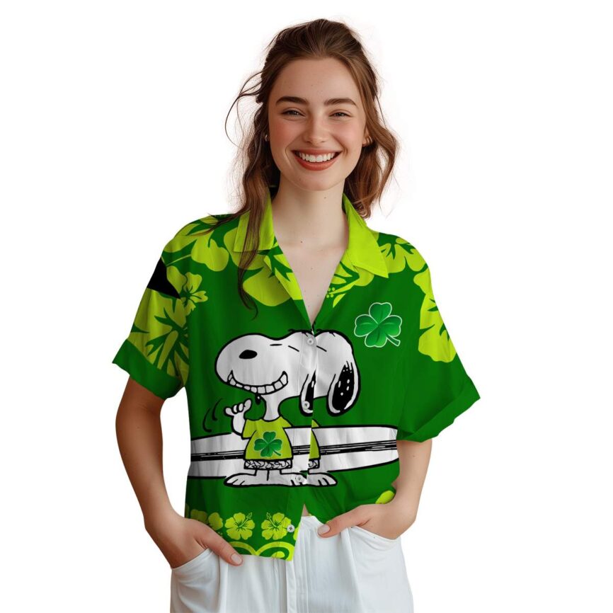 Custom St Patricks Day Surfing Snoopy Hawaiian Shirt Top rated