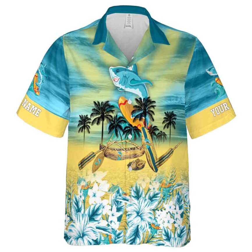 Custom Summer Sunset Beach Canoe Hawaiian Shirt Fashion forward