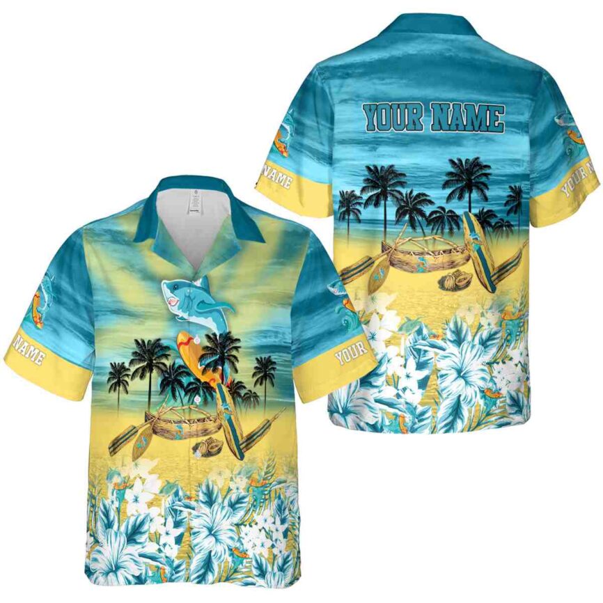 Custom Summer Sunset Beach Canoe Hawaiian Shirt Premium grade