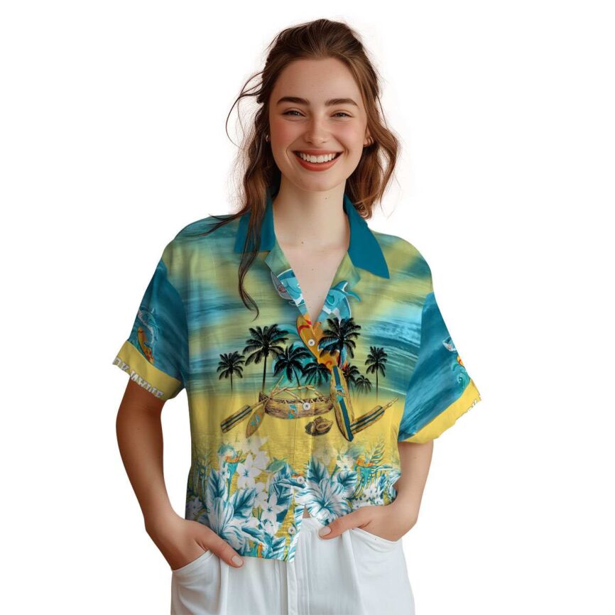 Custom Summer Sunset Beach Canoe Hawaiian Shirt Top rated