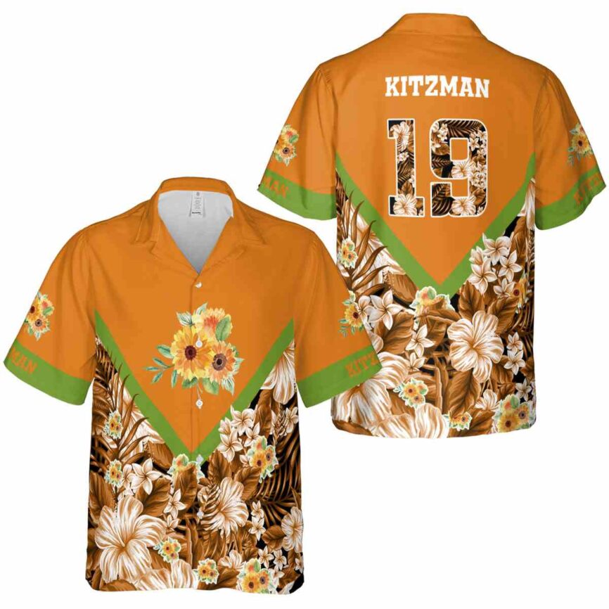 Custom Sunflower Bold Floral Number Hawaiian Shirt Premium grade