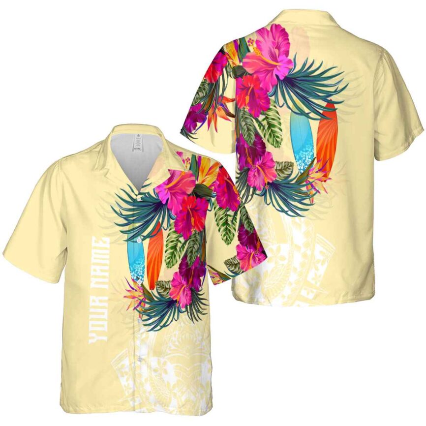 Custom Surf Polynesian Flowers Hawaiian Shirt Premium grade