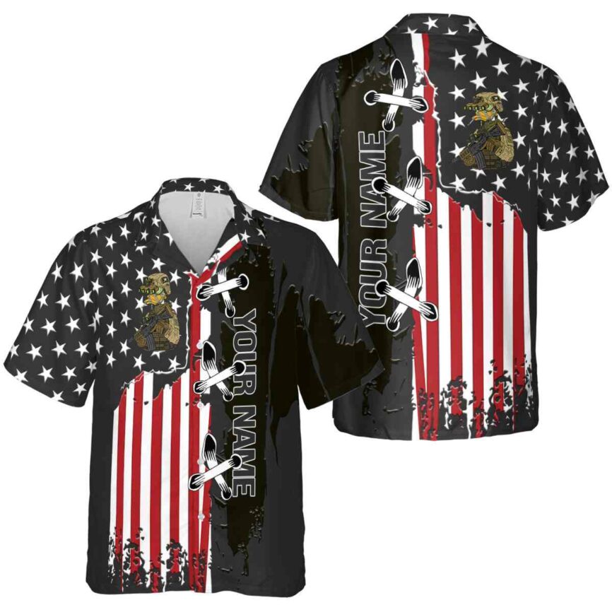 Custom Tactical Flag Stitches Hawaiian Shirt Premium grade