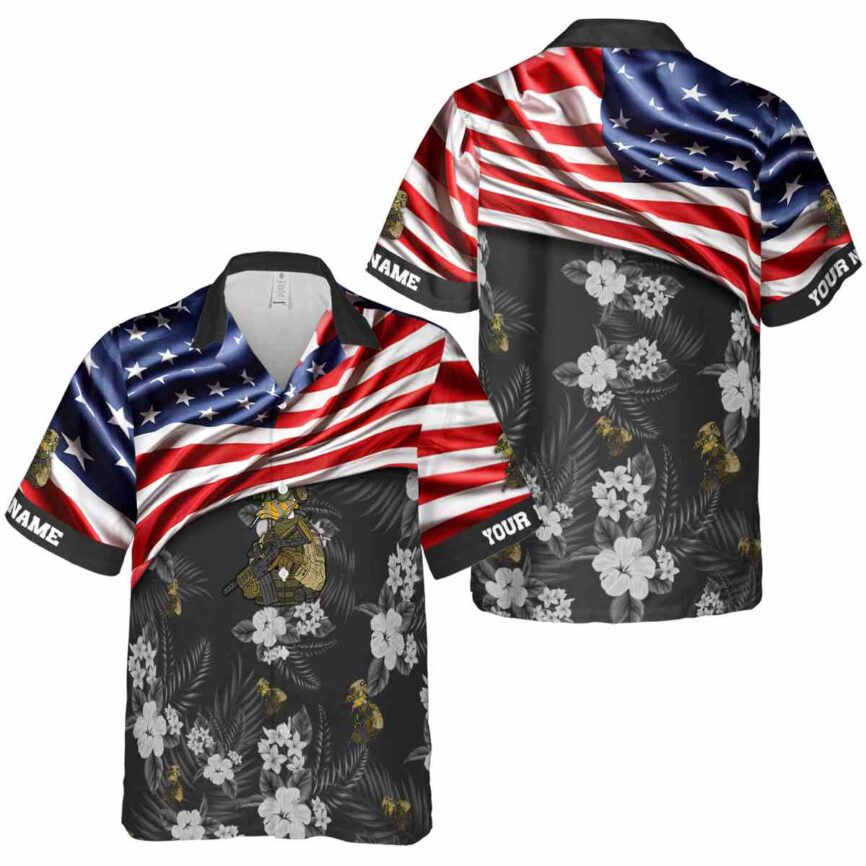 Custom Tactical US Flag Themed Hawaiian Shirt Premium grade