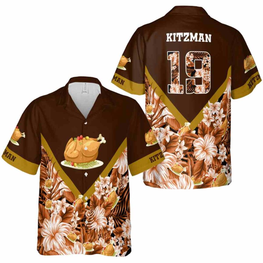 Custom Thanksgiving Bold Floral Number Hawaiian Shirt Premium grade