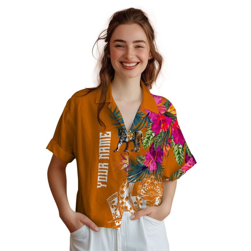 Custom Tiger Polynesian Flowers Hawaiian Shirt Top rated