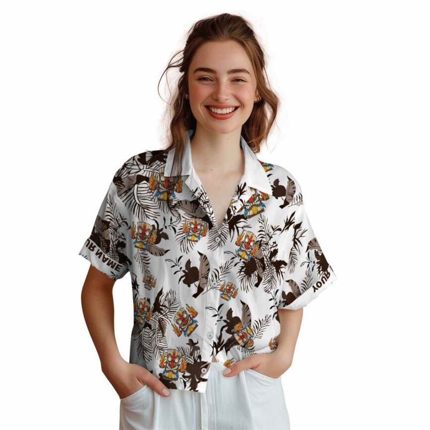 Custom Tiki Leafy Accents Hawaiian Shirt Top rated