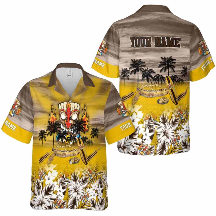 Custom Tiki Sunset Beach Canoe Hawaiian Shirt Premium grade