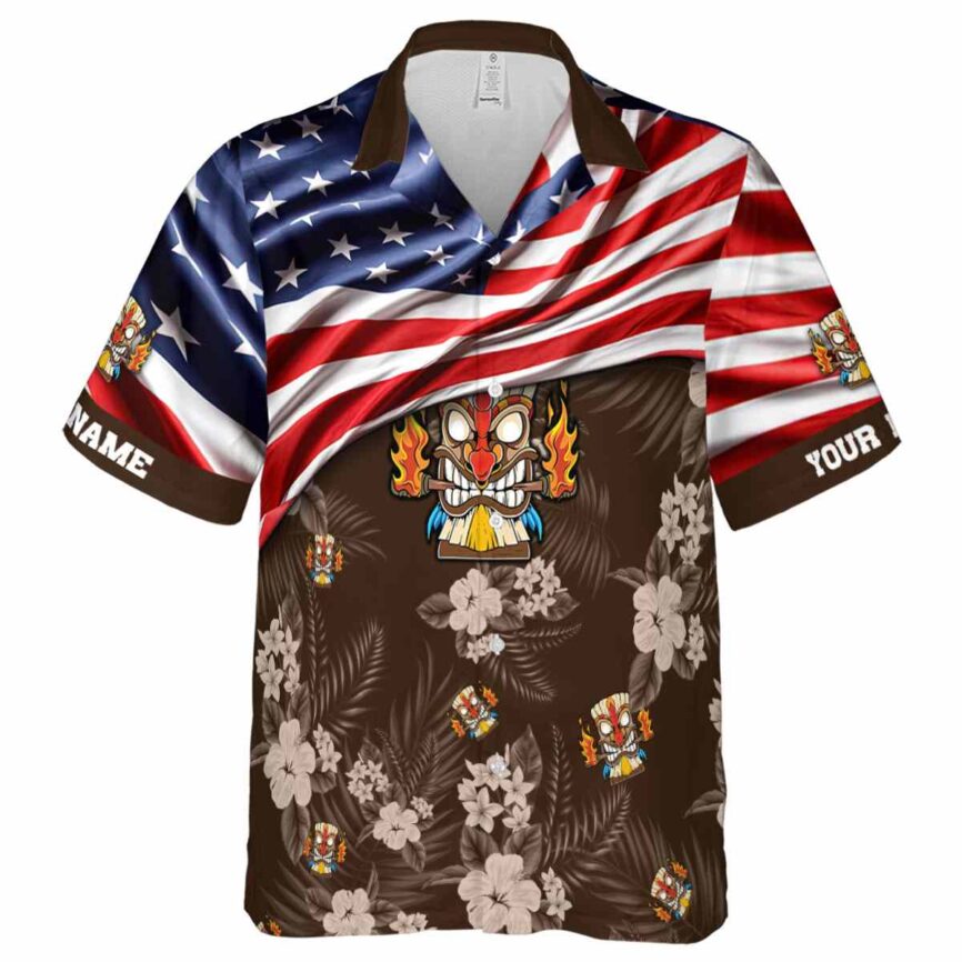 Custom Tiki US Flag Themed Hawaiian Shirt Fashion forward