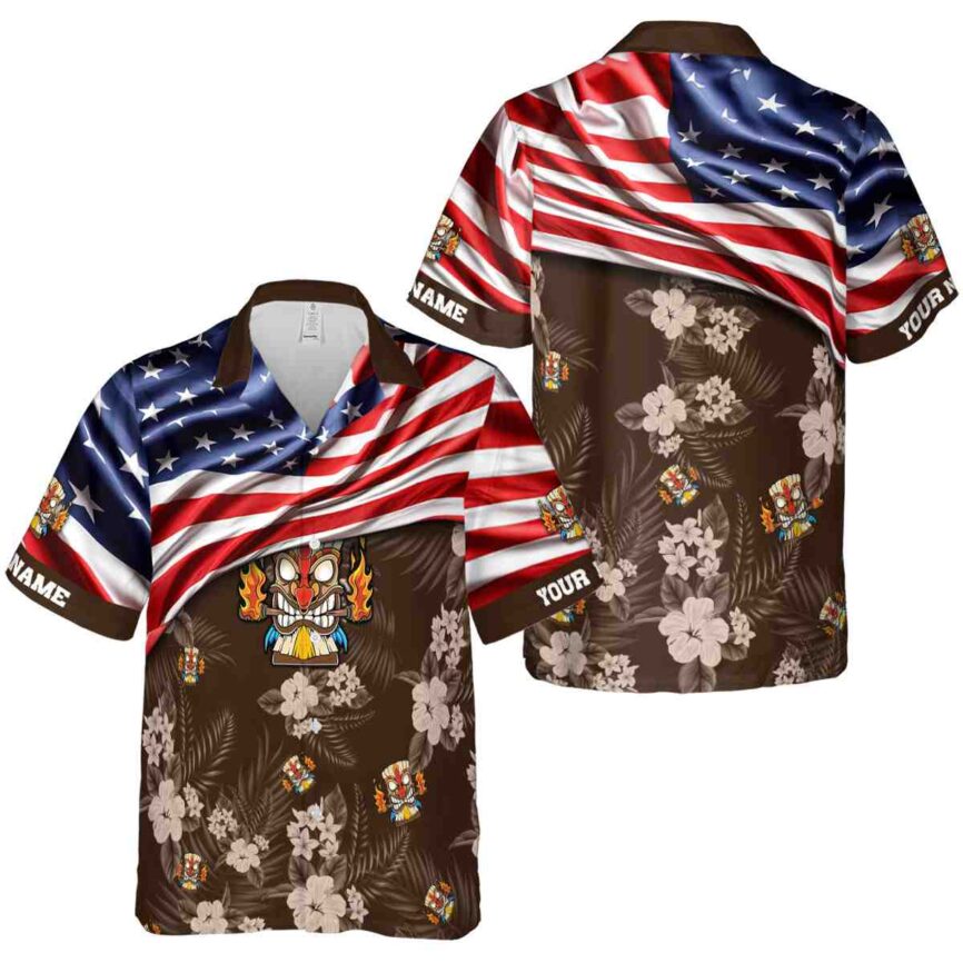 Custom Tiki US Flag Themed Hawaiian Shirt Premium grade