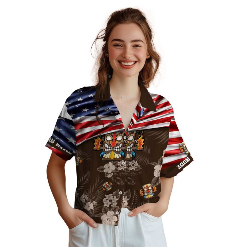 Custom Tiki US Flag Themed Hawaiian Shirt Top rated